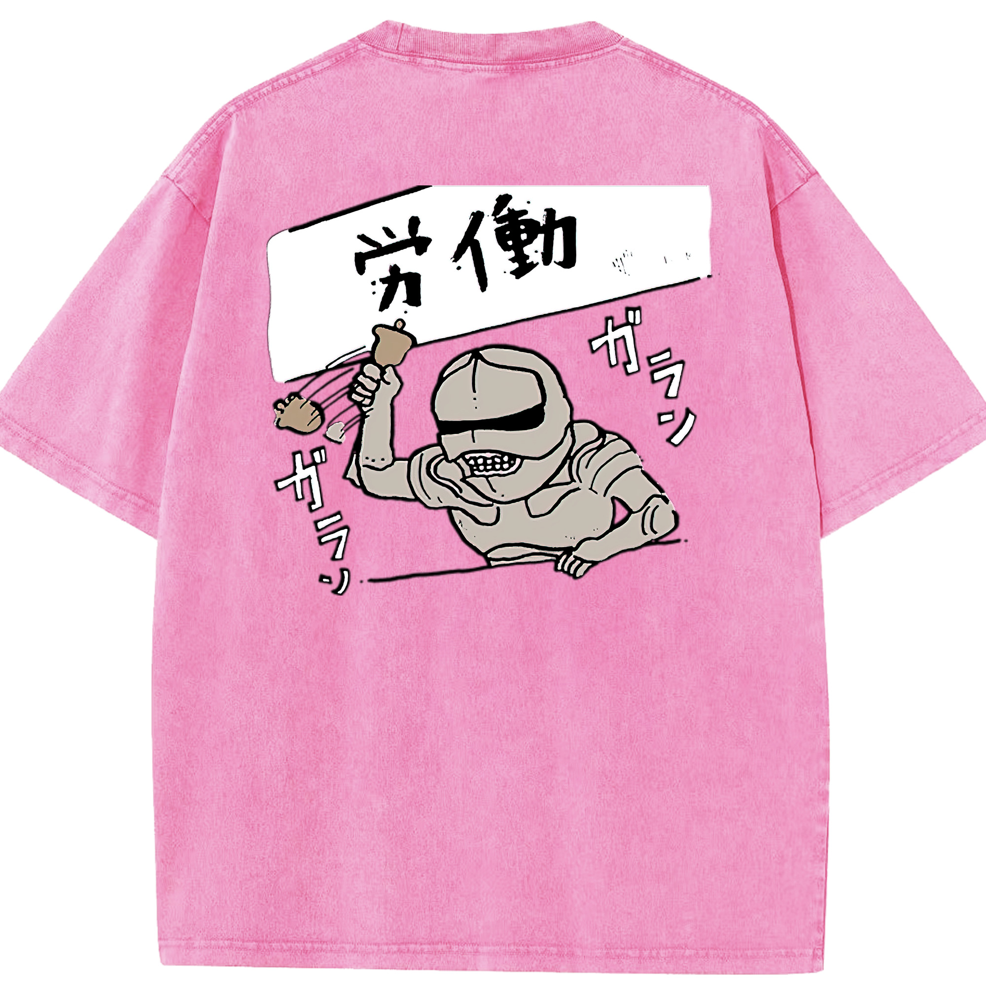（画像用） ちいかわ 労働の鎧さん Chii-kawa Mr. Armor of Labor 綿100% ヴィンテージ風 半袖Tシャツ（背面プリント）